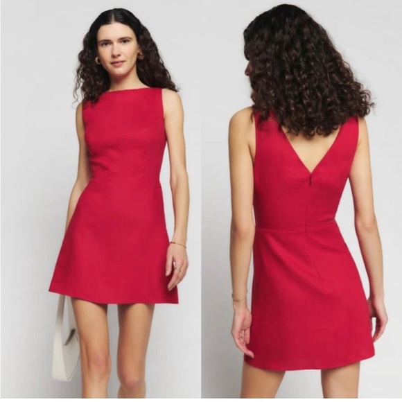 Reformation Zenni red Linen Dress size 4 NWT - Picture 3 of 9